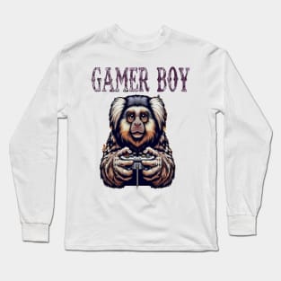 Busy marmoset monkey playing video game Long Sleeve T-Shirt